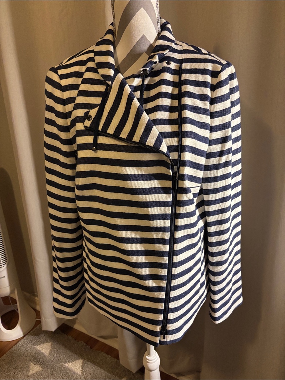 NWT Akris Punto Striped Moto Jacket - Italian Linen Blend - $1290